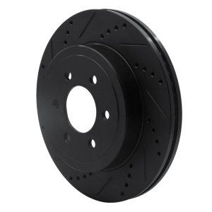 Dodge Dakota Brake Rotor (1) - Front Left - R1 Concepts - Drilled & Slotted - Black - `03-`04